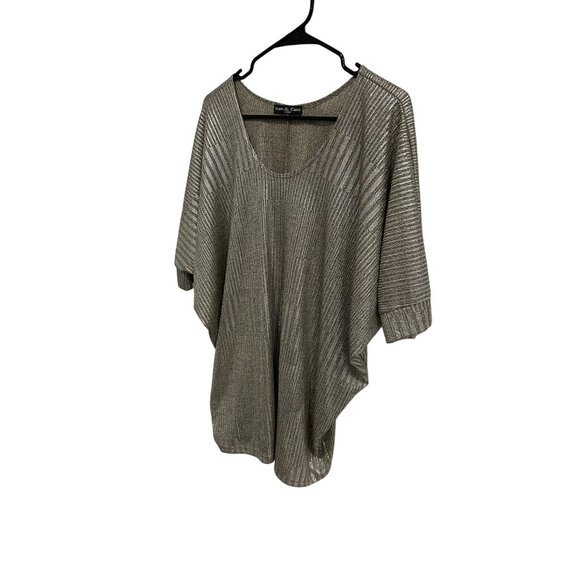 Kim & Cami Metallic Knit Dolman Sleeve Top Sz X-Large - Picture 3 of 10